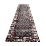 290 x 80 cm Red & Grey Geometric Turkish Runner Rug