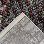 290 x 80 cm Red & Grey Geometric Turkish Runner Rug