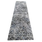 290 x 80 cm Silver Abstract Crossline Designer Runner Rug