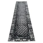 290 x 80 cm Black & Grey Geometric Grid Runner Rug