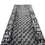 290 x 80 cm Black & Grey Geometric Grid Runner Rug