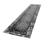 290 x 80 cm Black & Grey Geometric Grid Runner Rug