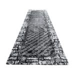 290 x 80 cm Black & Grey Geometric Grid Runner Rug