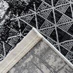 290 x 80 cm Black & Grey Geometric Grid Runner Rug
