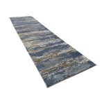 300 x 80 cm Blue & Grey Abstract Distressed Runner Rug with Gold Accents - Image 4
