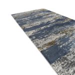 300 x 80 cm Blue & Grey Abstract Distressed Runner Rug with Gold Accents - Image 5