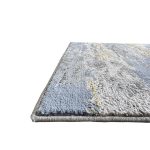 300 x 80 cm Blue & Grey Abstract Distressed Runner Rug with Gold Accents