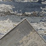 300 x 80 cm Blue & Grey Abstract Distressed Runner Rug with Gold Accents