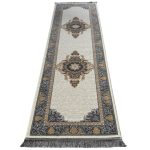 270 x 80 cm Ivory, Grey & Gold Ornate Medallion Runner Rug