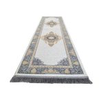 270 x 80 cm Ivory, Grey & Gold Ornate Medallion Runner Rug