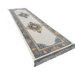 270 x 80 cm Ivory, Grey & Gold Ornate Medallion Runner Rug