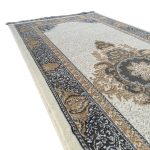 270 x 80 cm Ivory, Grey & Gold Ornate Medallion Runner Rug