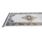 270 x 80 cm Ivory, Grey & Gold Ornate Medallion Runner Rug