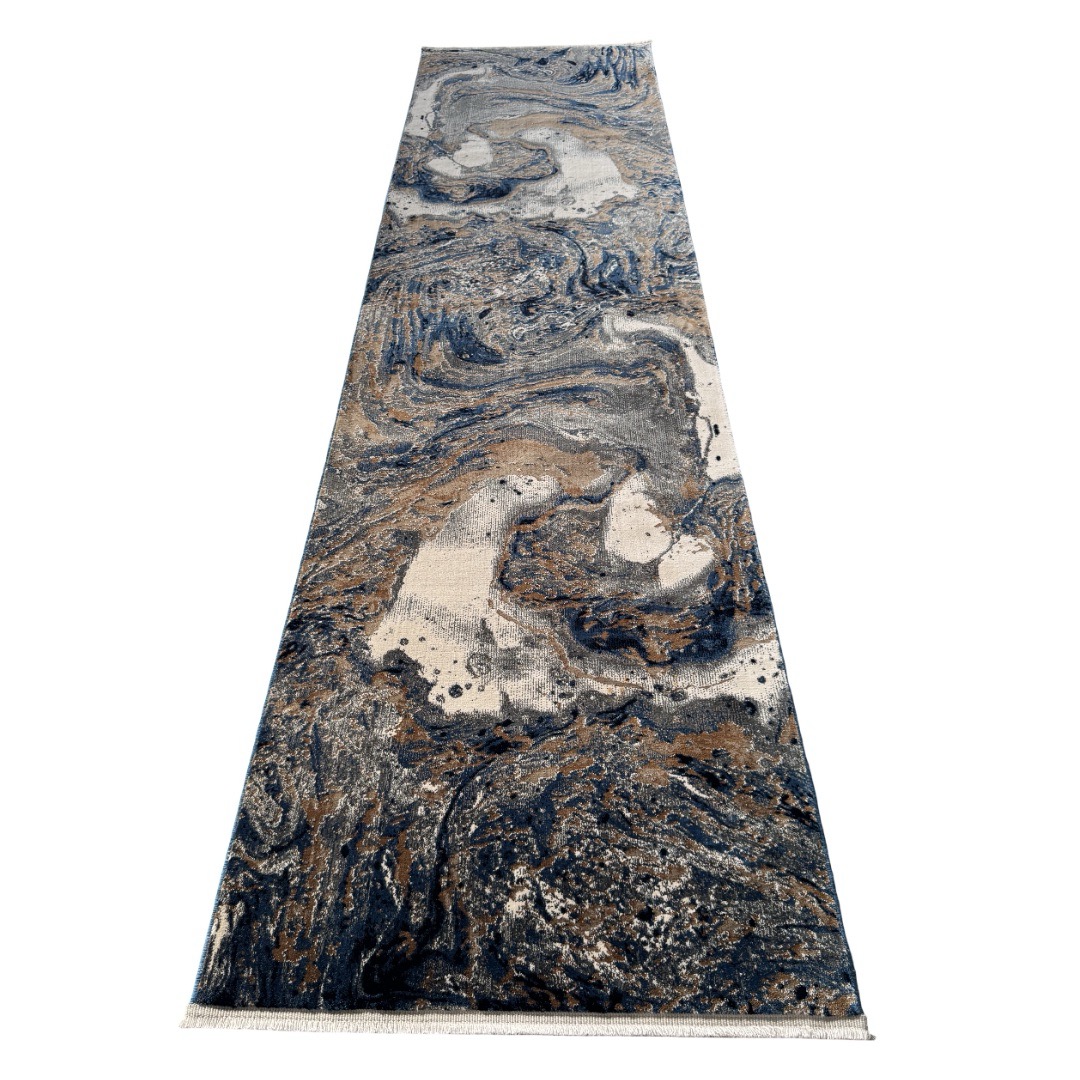 300 x 80 cm Grey, Beige & Navy Abstract Marble Runner Rug 300 x 80 cm Grey, Beige & Navy Abstract Marble Runner Rug