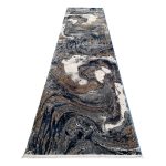 300 x 80 cm Grey, Beige & Navy Abstract Marble Runner Rug - Image 2