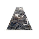 300 x 80 cm Grey, Beige & Navy Abstract Marble Runner Rug - Image 3