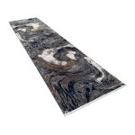 300 x 80 cm Grey, Beige & Navy Abstract Marble Runner Rug - Image 4