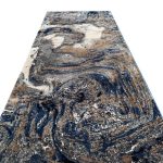 300 x 80 cm Grey, Beige & Navy Abstract Marble Runner Rug - Image 5