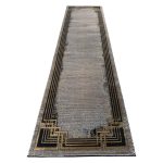 290 x 80 cm Grey & Beige Geometric Border Runner Rug