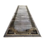 290 x 80 cm Grey & Beige Geometric Border Runner Rug