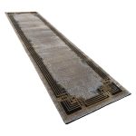 290 x 80 cm Grey & Beige Geometric Border Runner Rug - Image 4