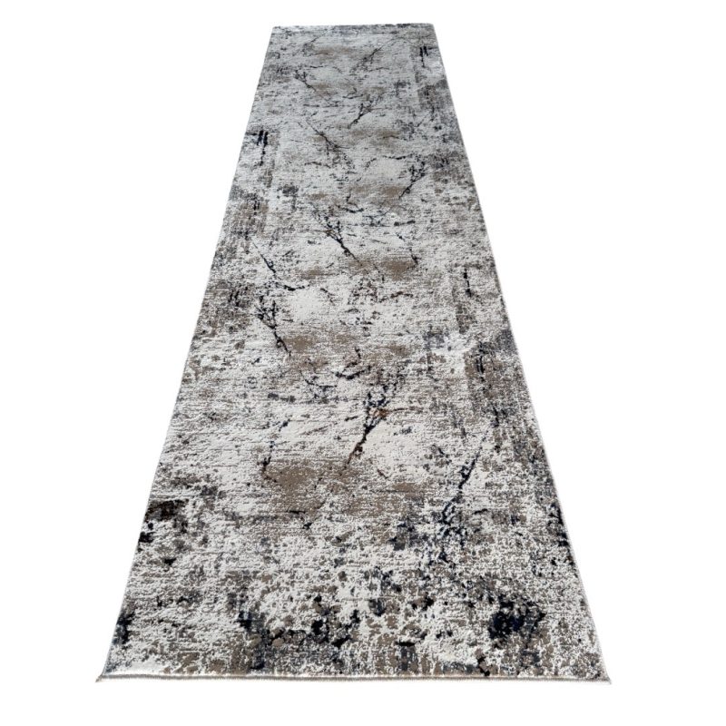 300 x 80cm Beige & Cream Cracked Stone Abstract Runner Rug