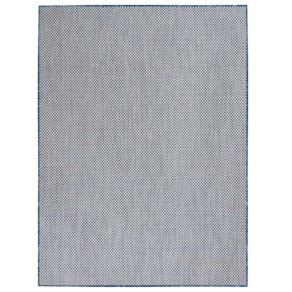 213 x 152cm Navy & Ivory Mini Diamond Pattern Indoor/Outdoor Rug