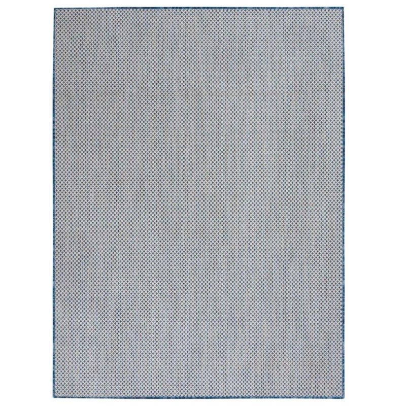 213 x 152cm Navy & Ivory Mini Diamond Pattern Indoor/Outdoor Rug