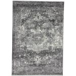 230 x 160cm Vintage Distressed Charcoal & Silver Traditional Area Rug