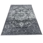 230 x 160cm Vintage Distressed Charcoal & Silver Traditional Area Rug