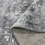 230 x 160cm Vintage Distressed Charcoal & Silver Traditional Area Rug - Image 6
