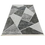 230 x 160cm Modern Geometric Charcoal & Silver Area Rug