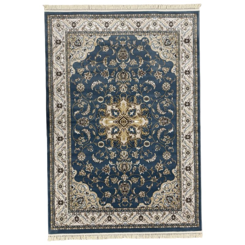 230 x 160cm Royal Blue & Cream Floral Medallion Area Rug