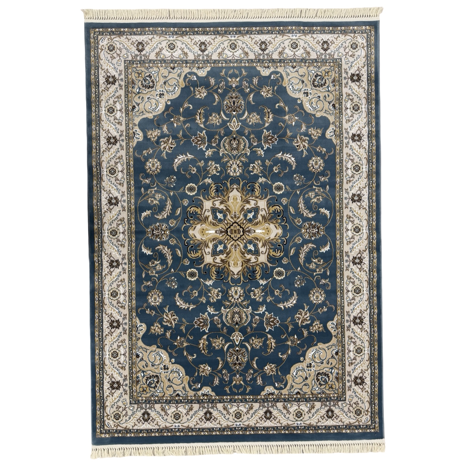 230 x 160cm Royal Blue & Cream Floral Medallion Area Rug 230 x 160cm Royal Blue & Cream Floral Medallion Area Rug