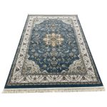 230 x 160cm Royal Blue & Cream Floral Medallion Area Rug