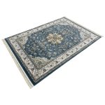 230 x 160cm Royal Blue & Cream Floral Medallion Area Rug - Image 3