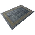 230 x 160cm Luxurious Slate Grey & Gold Geometric Greek Fret Area Rug - Image 3