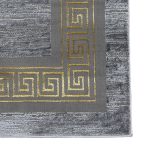 230 x 160cm Luxurious Slate Grey & Gold Geometric Greek Fret Area Rug - Image 8