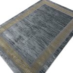 230 x 160cm Luxurious Slate Grey & Gold Geometric Greek Fret Area Rug - Image 5