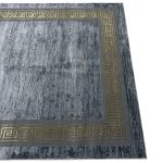 230 x 160cm Luxurious Slate Grey & Gold Geometric Greek Fret Area Rug - Image 7