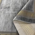 230 x 160cm Luxurious Slate Grey & Gold Geometric Greek Fret Area Rug - Image 6