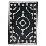 230x160cm dark charcoal grey Persian area rug with white