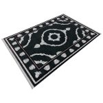 230 x 160cm Charcoal & White Diamond Medallion Area Rug