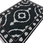 230x160cm dark charcoal grey Persian area rug with white diamond medallion and arched border design"