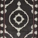 230x160cm dark charcoal grey Persian area rug with white diamond medallion and arched border design"