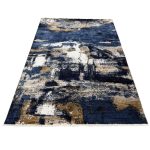 uxury Abstract Painterly Navy Blue & Beige Area Rug