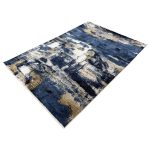 230 x 160cm Luxury Abstract Painterly Navy Blue & Beige Area Rug - Image 3