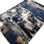uxury Abstract Painterly Navy Blue & Beige Area Rug