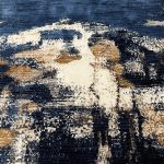 uxury Abstract Painterly Navy Blue & Beige Area Rug