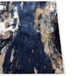 230 x 160cm Luxury Abstract Painterly Navy Blue & Beige Area Rug - Image 6